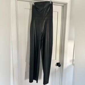 Banana Republic Black faux leather strapless jumpsuit